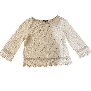 Express brand cream-colored Feminine Romantic lace crochet blouse- S/P